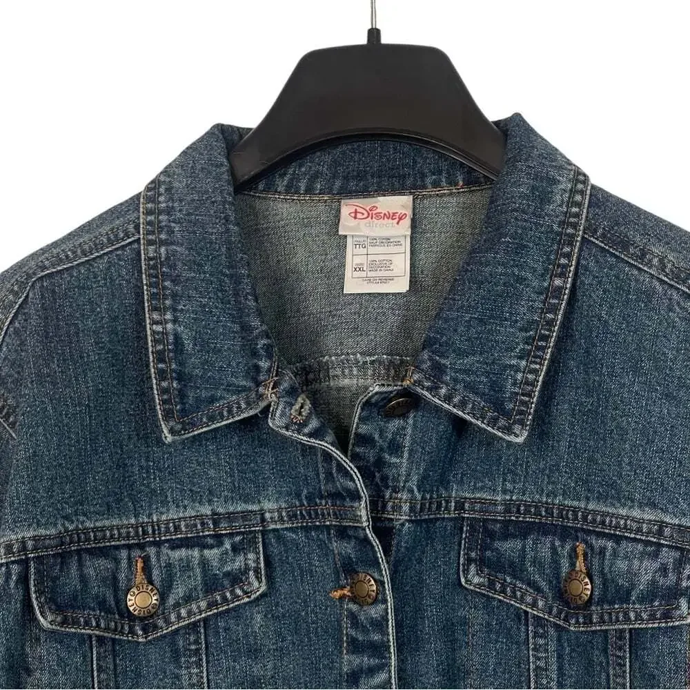 Disney Tinkerbell Jean Jacket Womens XXL Mickey Theme Park Movie Trivia - Picture 3 of 14